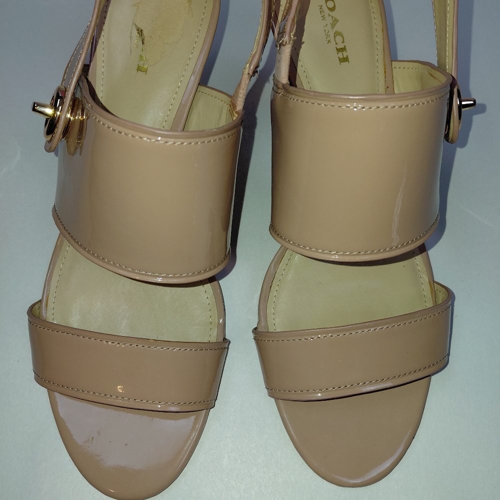 Coach Marla Patent Slingbacks Nude Gold Women's Size 8.5 - Picture 10 of 16